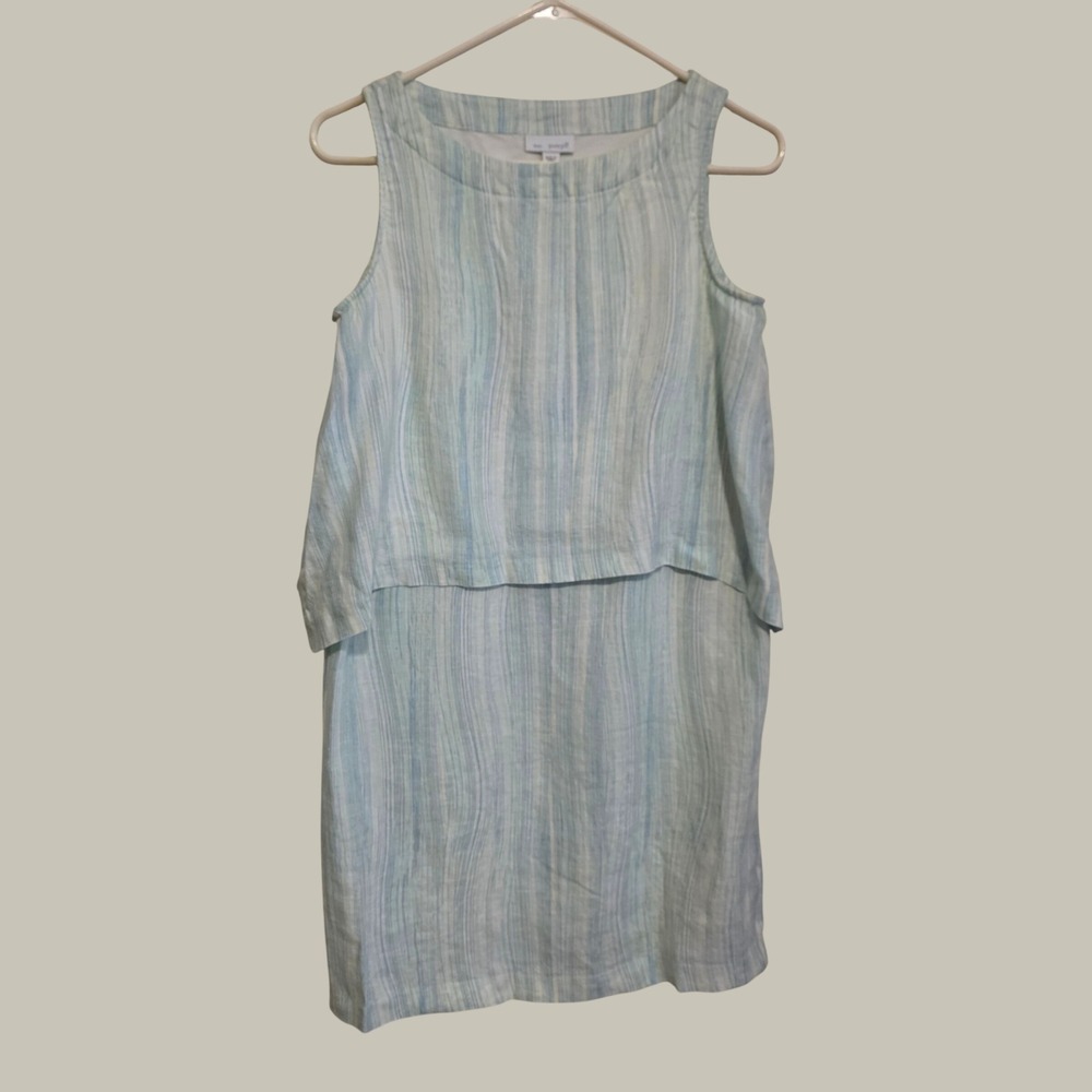 Pure J Jill Womens Linen Blouson Dress Size XS Layered Business Striped Beach
